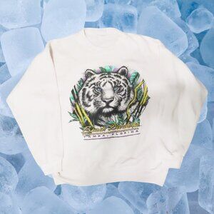 Vintage Busch Gardens Tampa Florida White Tiger Sweatshirt Grey Women’s Size L